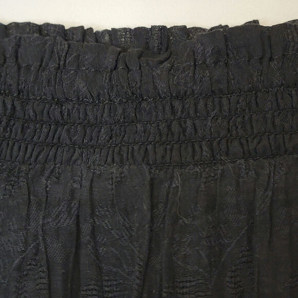 Free People Black Floral Embroidered Skirt Midi Roses Flowy Boho Bohemian Small - Picture 7 of 15